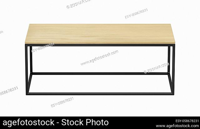 Wooden coffee table isolated on white background