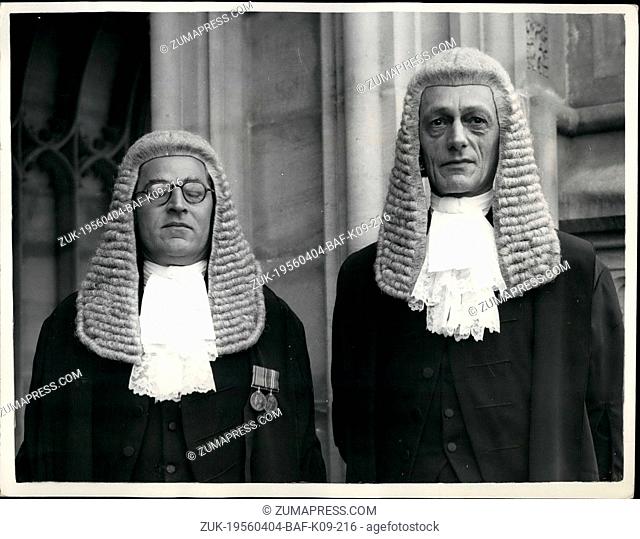 Apr. 04, 1956 - New Queen's Counsel Sworn-in. Photo shows Mr. Neil Lawson (left) and Mr. Stephen Chapman two of the new Q.C