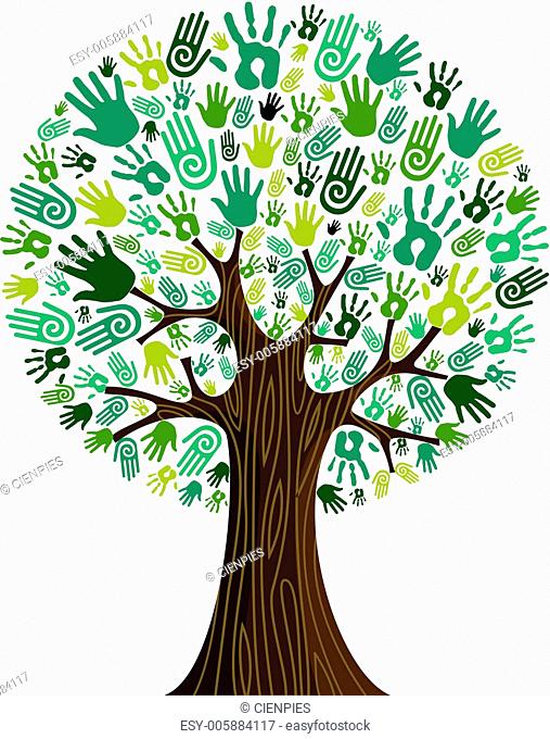 Go green hands collaborative tree