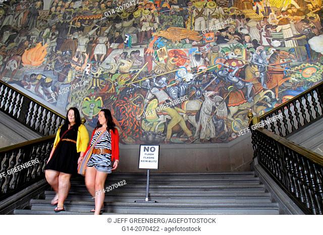 Mexico, Mexico City, DF, D.F., Distrito Federal, historic center, Zocalo, Plaza de la Constitucion, Palacio Nacional, National Palace, mural, Diego Rivera