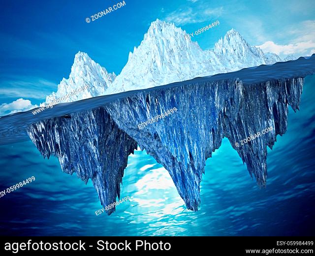Realistic 3D illustration of an iceberg. 3D illustration