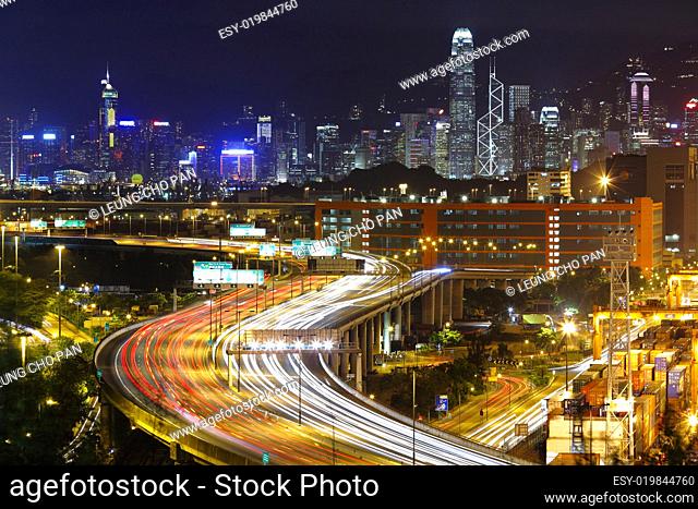 modern city and highway at night