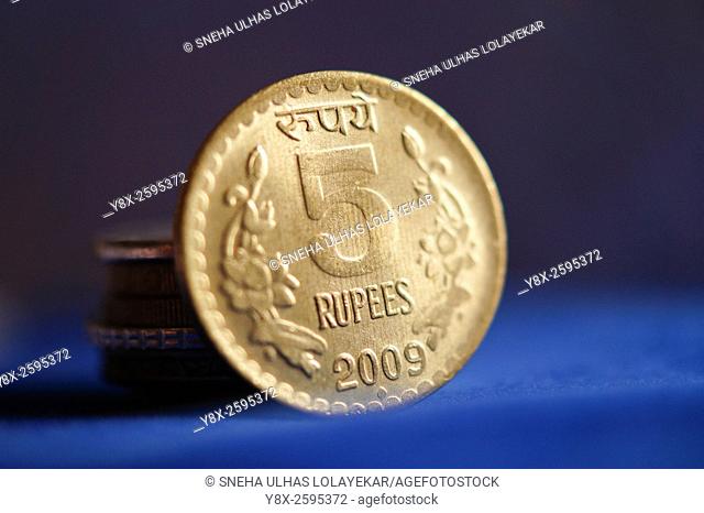 Concept of Indian coin Five Rupee, Poona, mahrshtra, India