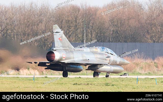 LEEUWARDEN, NETHERLANDS - APRIL 11, 2016: French Air Force Dassault Mirage 2000N during the exercise Frisian Flag. The exercise is considered one of the most...