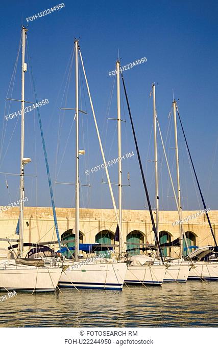 Yachts moored in Portomaso Marina, Portomaso, Saint JulianÔÇÖs, Malta
