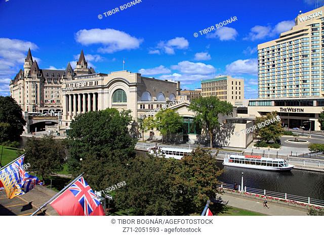 Canada, Ontario, Ottawa, Rideau Canal, Chateau Laurier Hotel, Conference Centre,
