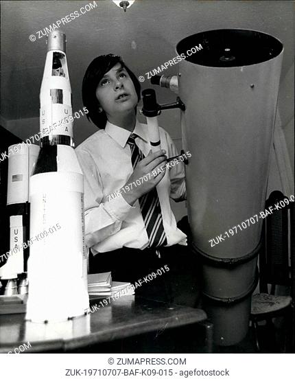 Jul. 07, 1971 - 13-year-old Simon Will join the British space experts at Cape Kennedy for Apollo 15 Blast off: 13-year-old Simon Cooper, at Worthing, Sussex