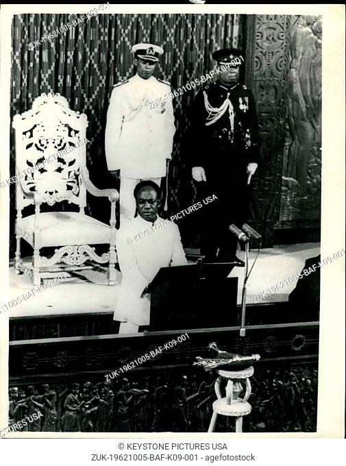 Oct. 05, 1962 - Dr. Nkrumah Declines Like Presidency . Opening of Parliament in Accra: Dr. Nkrumah refused the Life Presidency of Ghana- in his address at the...