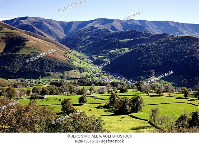 Mountain Landscape Village of Vega de Pas in Cantabria, Spain