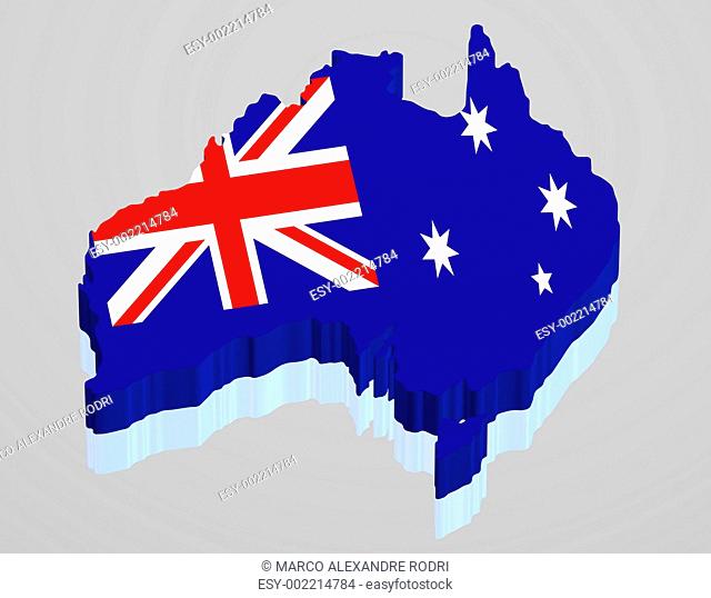 Australia Map rendered with flag