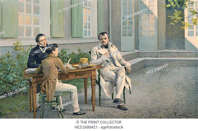 'Las Casas and His Son Writing The History of Napoleon Under His Dictation', c1815, (1896). Artist: Unknown