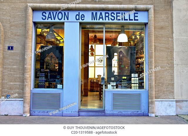 ypical shop selling local soap le Panier quarter, oldest spot in Marseille Bouches du Rhone 13 France