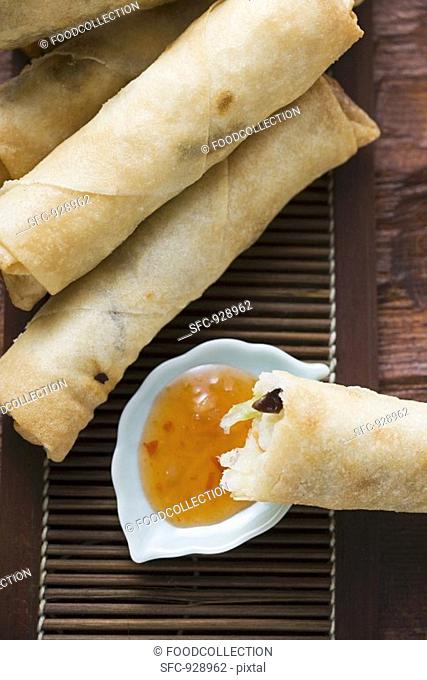 Spring rolls with sweet and sour sauce Thailand