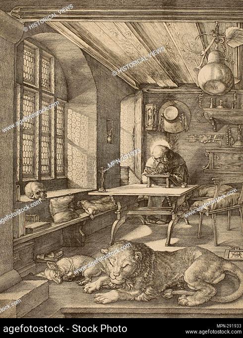 Author: Albrecht Drer. St. Jerome in His Study - 1514 - Albrecht Drer German, 1471-1528. Engraving in black on ivory laid paper. Germany