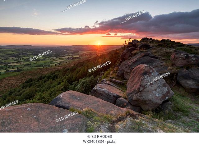Sunset at The Roaches, Peak District National Park, Staffordshire, England, United Kingdom, Europe