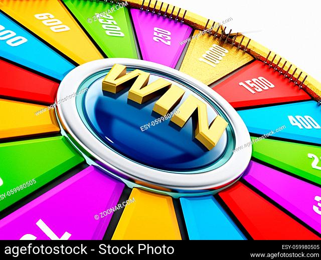 Wheel of fortune isolated on white background. 3D illustration