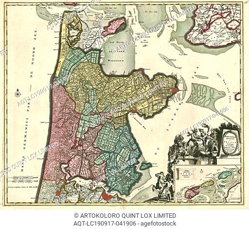 Map, Hollandiae Septentrionalis & Frisiae Occidentalis accuratissima delineatio, Joachim Ottens (1663-1719), Copperplate print