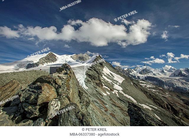 view from hut, scenery, mountain, clouds, moody, summit, destination, trekking, Switzerland, Tracuit, Zinal, series Tracuit, sport, mountain range, snow, hut