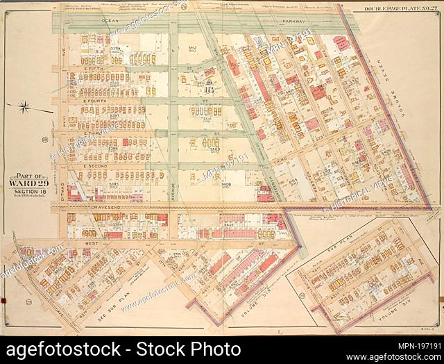 Brooklyn, Vol. 5, Double Page Plate No. 27; Part of Ward 29, Section 16; [Map bounded by Ocean Parkway, Foster Ave., Gravesend Ave.; Including 45th St