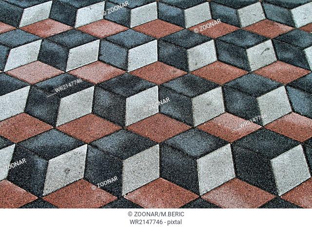 Old tiles with 3d optical illusion