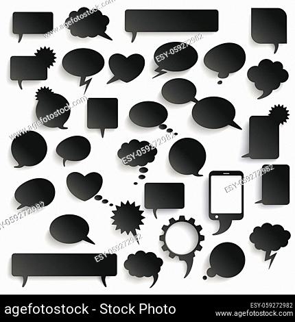 Black paper communication bubbles on the white background. Eps 10 vector file