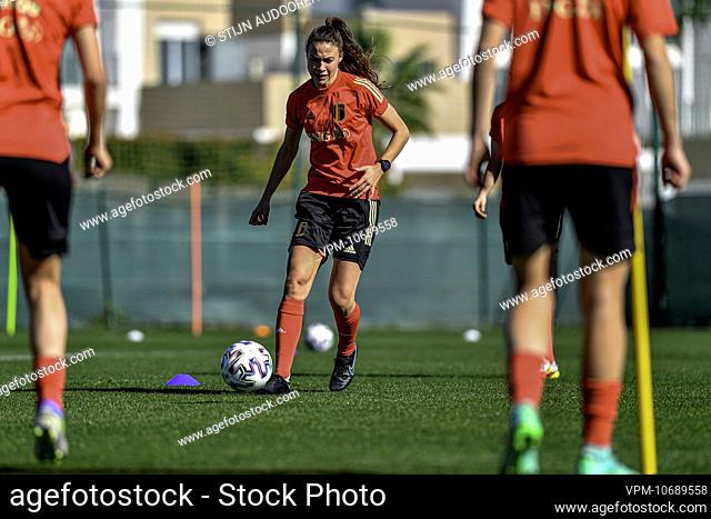 Belgium's Silke Vanwynsberghe is pictured in action during a winter training camp of Belgium's national women's soccer team the Red Flames
