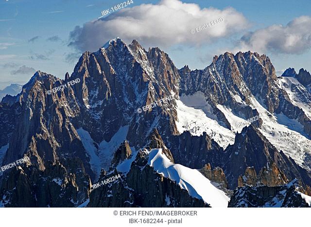 Aiguille Verte, Aiguille du Dru, Les Droits, Mont Blanc massif, Haute-Savoie, France, Europe