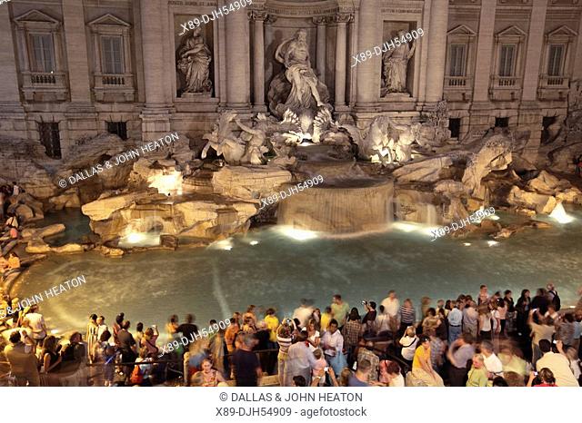 Italy, Lazio, Rome, Trevi Fountain, Floodlit
