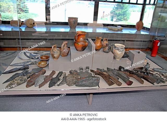 Collection of weapons, tools and pottery, National Archeological Museum Djerdap, Kladovo, Serbia