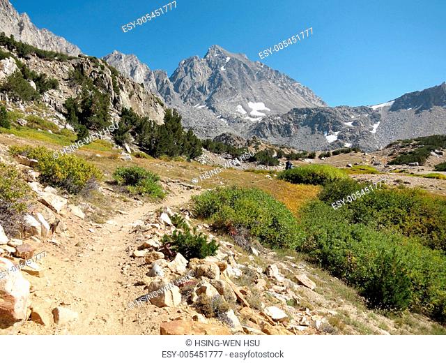 Hiking trail through mountains