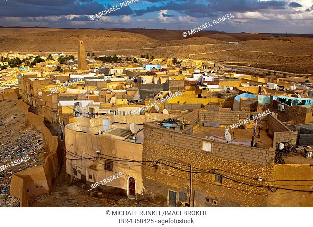 View on the small village of Beni Isguen in the Unesco World Heritage Site M'zab, Algeria, Africa
