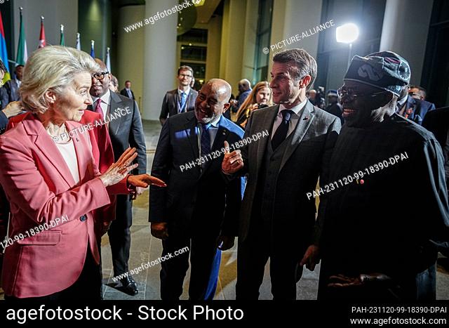 20 November 2023, Berlin: Ursula von der Leyen (l-r), President of the European Commission, the President of the African Union, Assoumani Azali