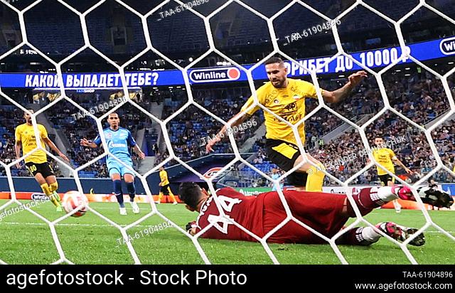 RUSSIA, ST PETERSBURG - SEPTEMBER 7, 2023: Sepahan Isfahan's Nima Mirzazad lets in a goal an international football friendly between Russia's Zenit St...