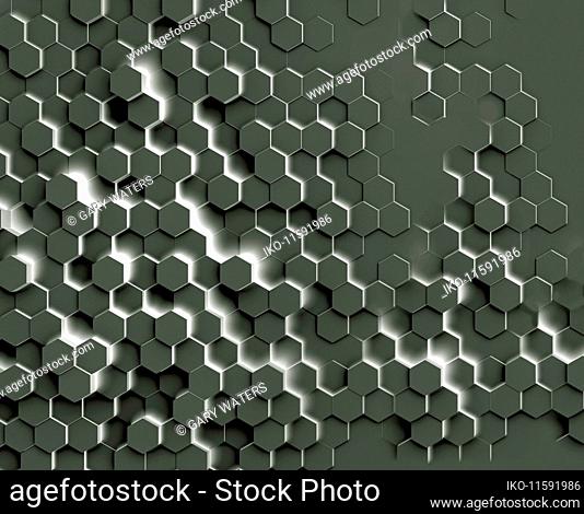 Abstract uneven hexagonal pattern surface