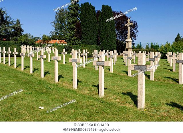 France, Moselle, Sarrebourg, Military cemetery, graves of polish soldiers died in Lorraine during the second World War