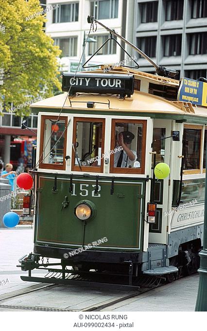New Zealand - South Island - Canterbury - Christchurch - the Cathedral Square-Tram
