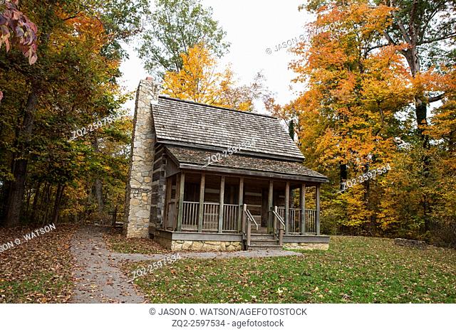 Log cabin, Battle of Corydon Park, Corydon, Indiana, United States of America