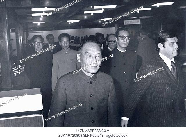 Aug 03, 1972 - Mexico City, Mexico - Chinese Ambassador HSIUNG HSIANG HUI (C) and members of his 12 man mission, are escorted by JAIME PENA VERA (R)