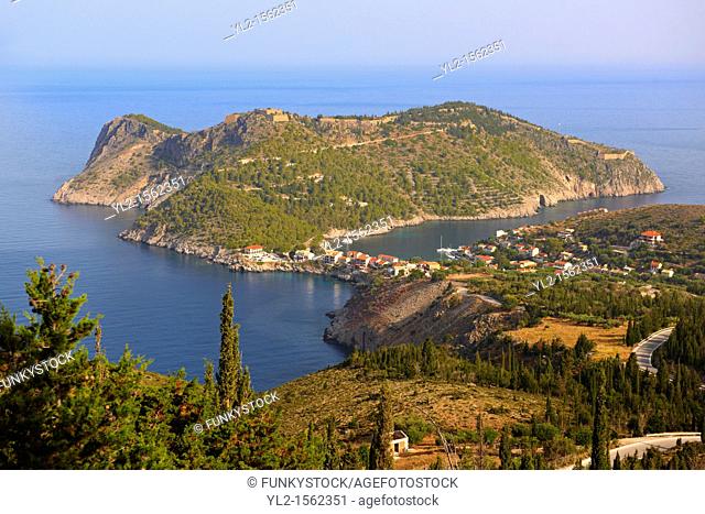 View of Assos with the Venetian Isalnd fortifications  Kefalonia, Greek Ionian Islands