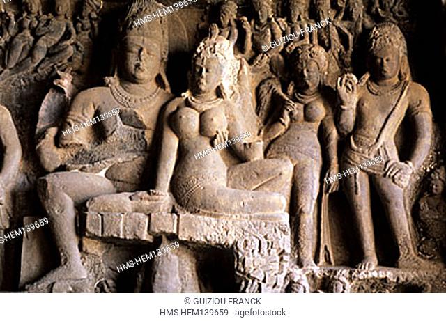 India, Maharashtra State, Ellora, the Hindu cave n°29 (or Dumar Lena) dedicated to Shiva