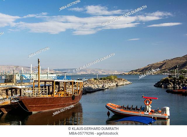 Israel, Tiberias, lake, Genezareth, shipping pier, excursion boats, tourism