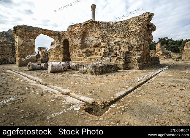 Archaeological ruins. Baths of Antoninus. Archeological Site of Carthage. Carthage, Tunisia, Africa
