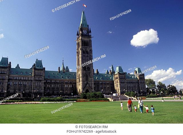 Ottawa, Parliament, Ontario, Canada, The magnificent Gothic style Parliament Buildings on Parliament Hill in Ottawa the capital city of Canada in the Province...