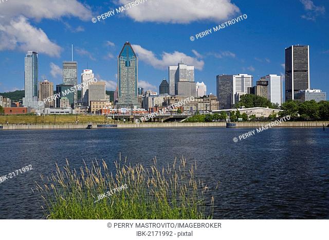 Montreal skyline and Lachine canal, Quebec, Canada