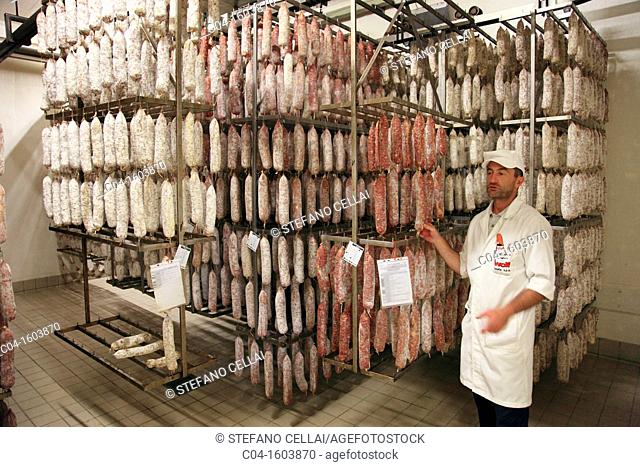 WOLF ham factory, Sauris city, Friuli, Carnia district, Italy