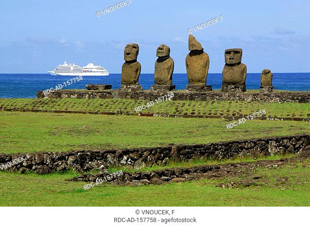 Moai sculptures Hanga Roa Rapa Nui Easter Island Chile