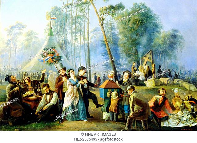 Public merry-making at Maryina Roshcha in Moscow', 1852. Astrakhov, Vasili Yegorovich (?-b. 1867). Found in the collection of the State Museum of History