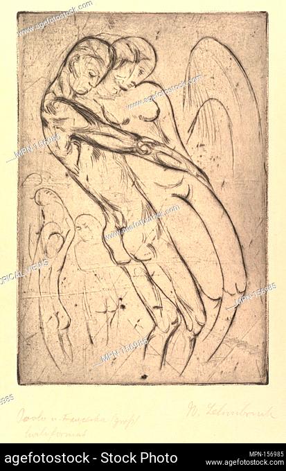 Paolo and Francesca (Paolo und Francesca groß, Hochformat). Artist: Wilhelm Lehmbruck (German, Duisburg 1881-1919 Berlin); Date: 1913; Medium: Drypoint; first...