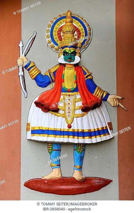 Relief of a Kathakali dancer, Varkala, Kerala, South West India, India