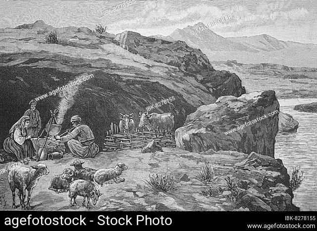 Höhlenwohnungen der Hirten in Dalmatien, Historisch, digital restaurierte Reproduktion einer Originalvorlage aus dem 19. Jahrhundert